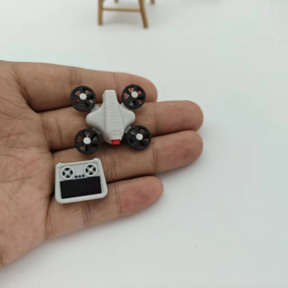 1set 1:12 Dollhouse Mini Drone UAV Aircraft Accessory Fake Model with Remote Control Scene Prop Miniature Home Decor Decoration
