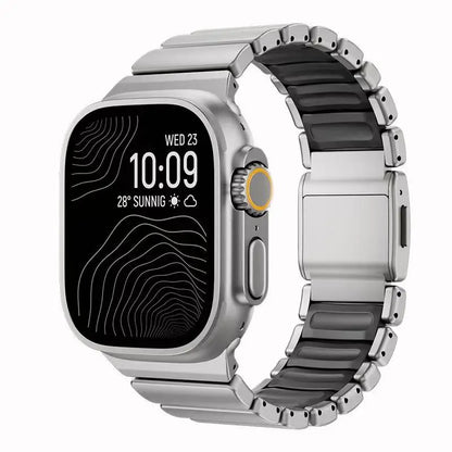 Titanium Fluoroelastomer Rubber Strap for Apple Watch Ultra 3 2 1 49mm 10 11 46mm Magnetic Band for Iwatch 9 8 7 45mm 6 SE 3 44m