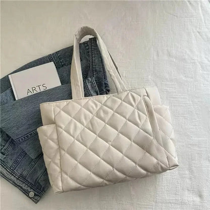 Cotton bag Rhombus large capacity women's hand-held tote bag commuter shopping versatile shoulder bag cross-border