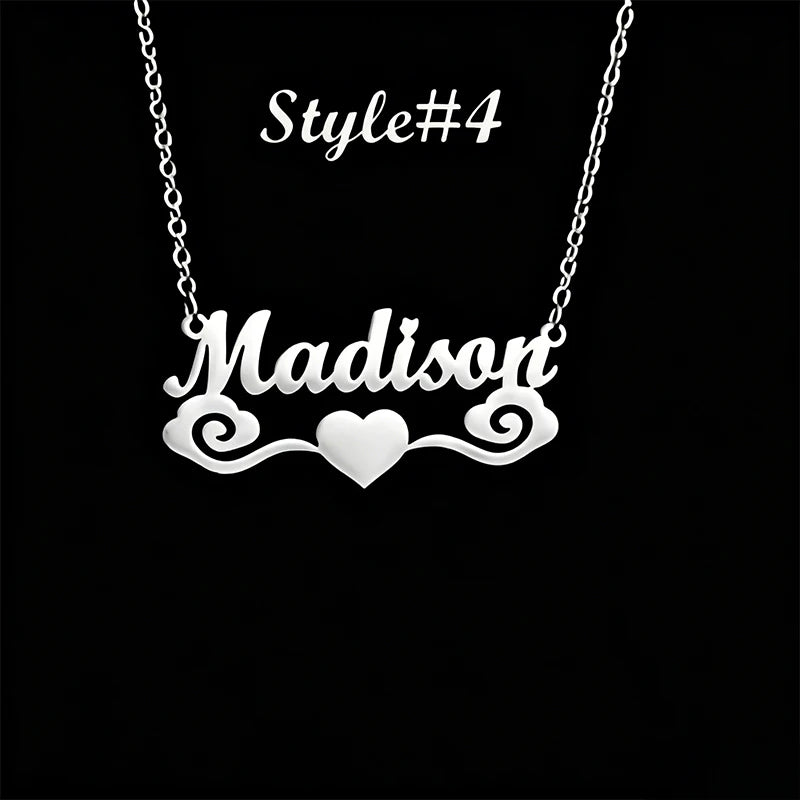 Multi-style Heart Name Design Personalized Pendant Necklace Woman Stainless Steel Silver Gold Name Customized Necklace Jewelry