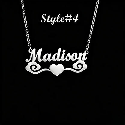 Multi-style Heart Name Design Personalized Pendant Necklace Woman Stainless Steel Silver Gold Name Customized Necklace Jewelry