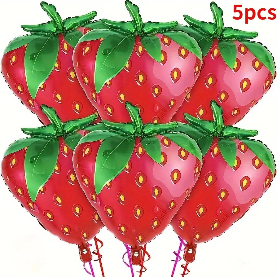 5 Pieces Strawberry Foil Balloons Birthday Party Decorations Summer Fruit Party Wedding Festival Decorations Balloons Gifts
