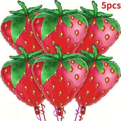 5 Pieces Strawberry Foil Balloons Birthday Party Decorations Summer Fruit Party Wedding Festival Decorations Balloons Gifts