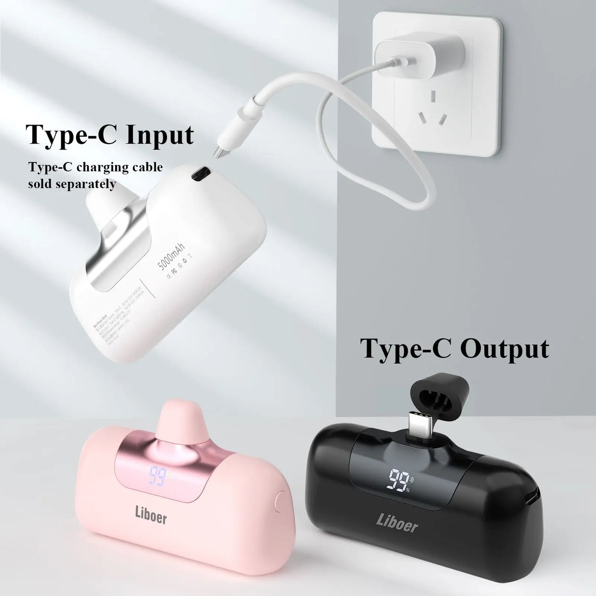 Portable Charger 5000mAh Fast Charging Mini Power Bank Type C for HUAWEI iPhone Samsung Xiaomi Redmi External Battery Powerbank