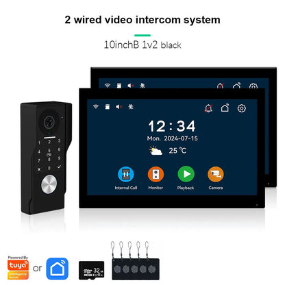 ANJIELO 2-Wire Video Door Phone with TUYA App IC Card PIN Unlock 24 IP Camera Support Smart Video Intercom System for Home 1080P