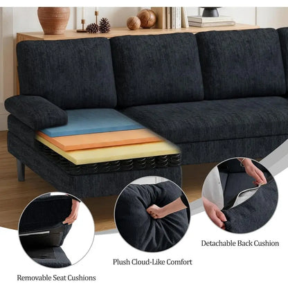 U-Shaped Sectional Couches or Living Room, 101 Inch ern ular Soa with Double Chaise Lounge, Comy Chenille abric 4-Seat Couch Set