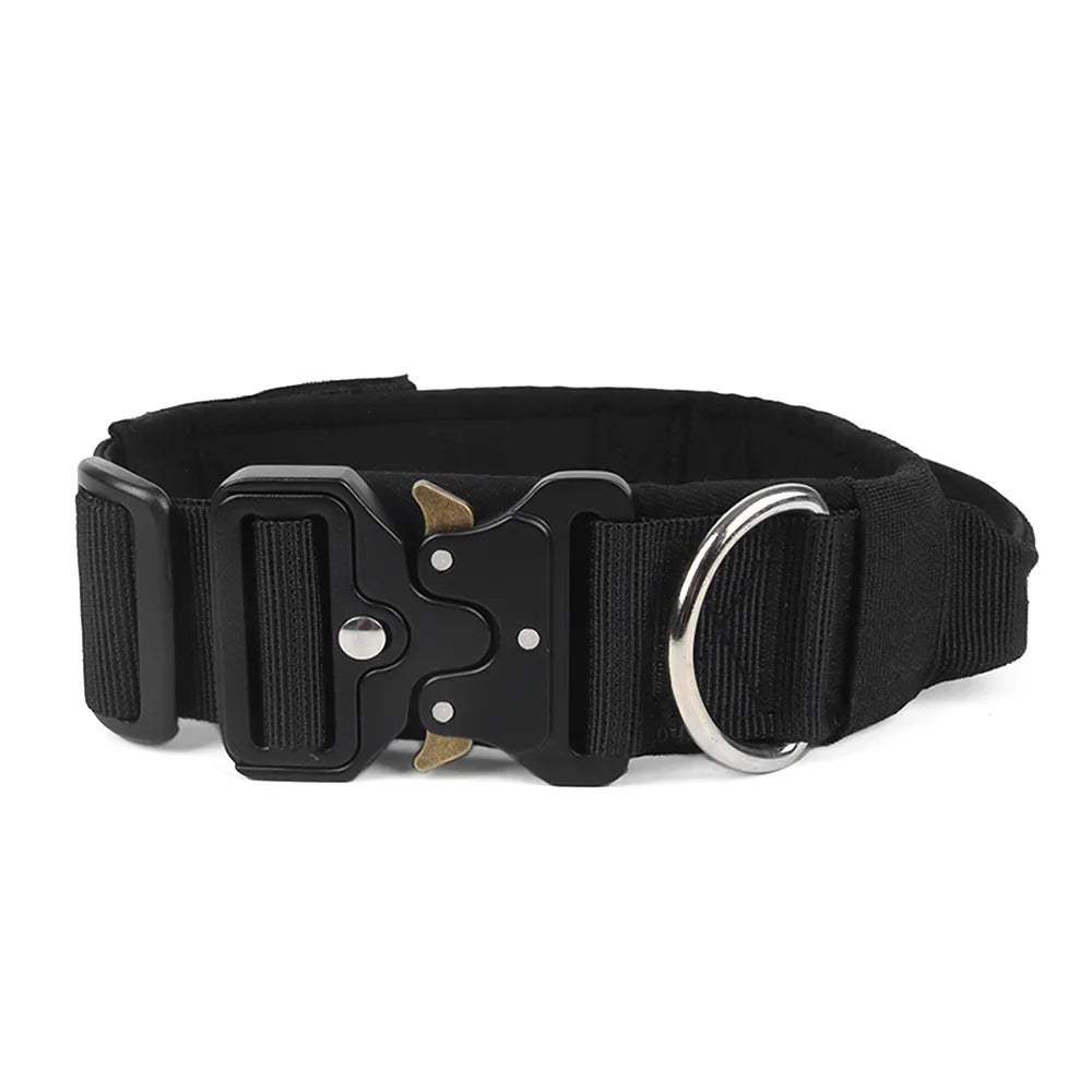 Large Dog Collar Durable Nylon Military Tactical Adjustable Pet Lead Outdoor Walking Training Collars Pitbull Labrador Supplies