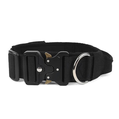 Large Dog Collar Durable Nylon Military Tactical Adjustable Pet Lead Outdoor Walking Training Collars Pitbull Labrador Supplies