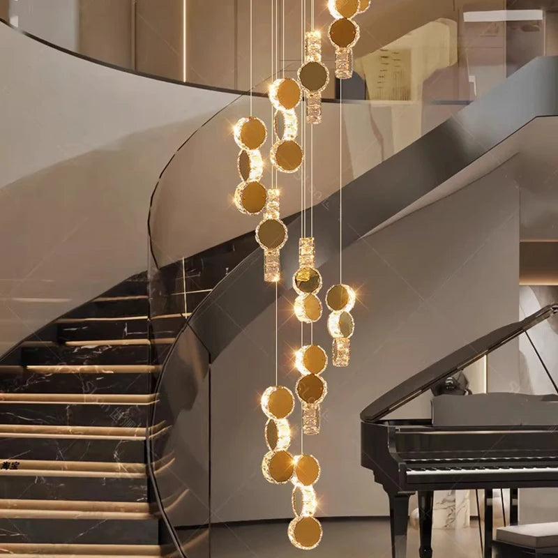 Modern Crystal stair chandelier lights indoor lighting Ceiling lamp hanging light led Chandeliers for living room indoor lightin