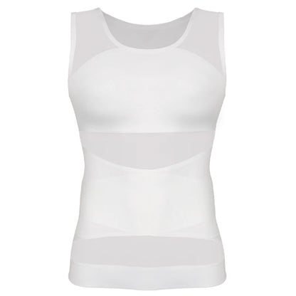 Mens Slimming Body Shaper Vest Gynecomastia Compression Shirts Tummy Control Sleeveless Undershirts Criss Cross Mesh Underwear