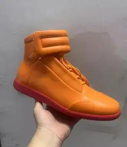 39-47 Luxury Brand Men Shoes Shiny Leather Casual Shoes Men's High Top Silvery Gold Red High Quality Men Flats Casual Shoes