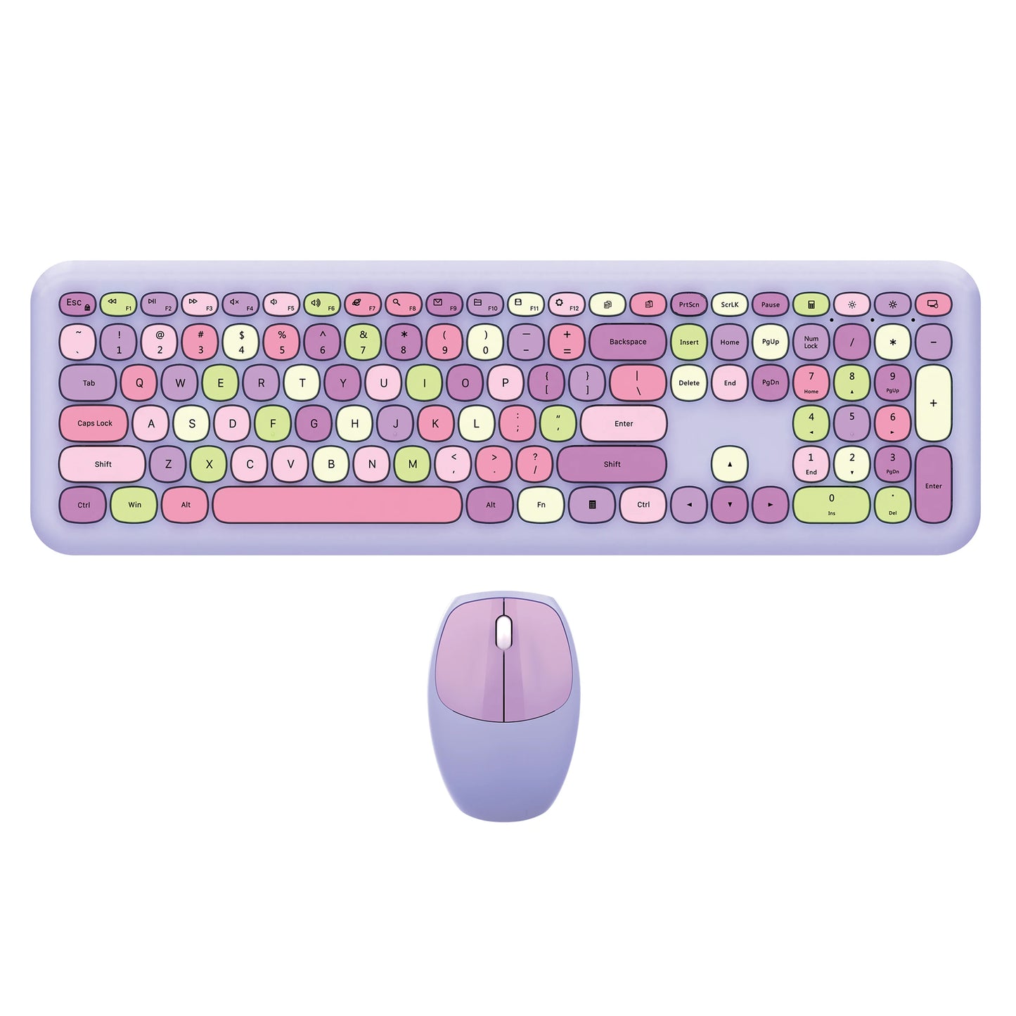 MOFii 1 Set 668 Wireless Keyboard and Mouse Combo, Gradient Keycaps Full Size Keyboard for Girls, 2.4G Plug and Play, US QWERTY