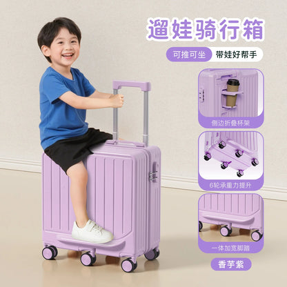 Children's luggage Six Wheels Reinforcement Can Sitting and Riding Parent Child 20-inch Boarding box Boy and Girl Trolley case
