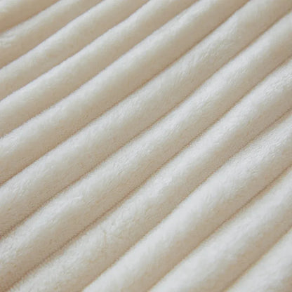 Coral Fleece Flannel Blanket 300GSM Ultra Soft Microfiber Plush Throw Blanket Warm Striped Cozy Blanket for Couch Bed Sofa
