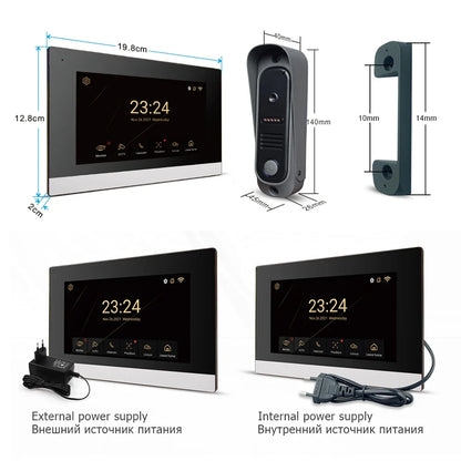 1080P Home Intercom System, 7" IPS FHD Screen and Metal Shell Doorbell, Mobile Detection, Image Storage, TUYA Wireless Doorbell