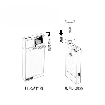Jobon Upgraded Luxury Press Ignition Gas Lighter - Zinc Alloy Windproof Lighter Blue Jet Flame Cigar Lighter Men's Gift