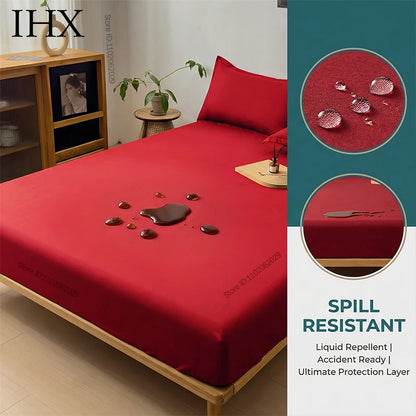 IHX Waterproof Mattress Covers Protector Bed Fitted Sheets with Elastic Band Single Double King Size 140/160/180x200 Custom Size