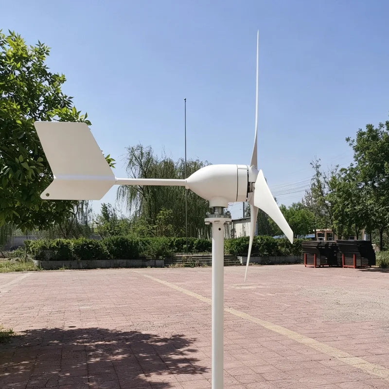 Low Noise 4KW Horizontal Axis Wind Power Generator 24V 48V Built‑in MPPT Controller Small Home Wind Energy System From factory