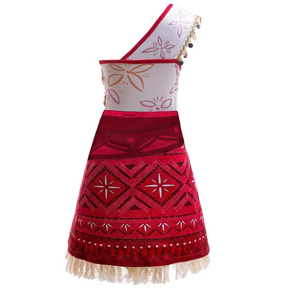 New Movie Moana 2 Dress for Girls Adventure Costume Girl Princess Fancy Clothes Children Vaiana Carnival Party Necklace Pig Set