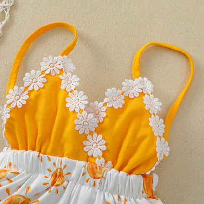2022 Summer Baby Girls Rompers Toddler Jumpsuits Newborn Girl Sun Printed Sleeveless Infant Romper Baby Kid Clothes 0-4T