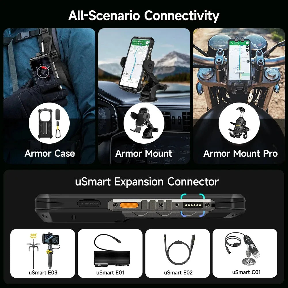 Ulefone Armor 28 Pro 5G AI Rugged Phone 6.67”AMOLED 64MP Smartphone 120W MTK Dimensity 7300 10600mAh 512GB ROM Mobile Phone