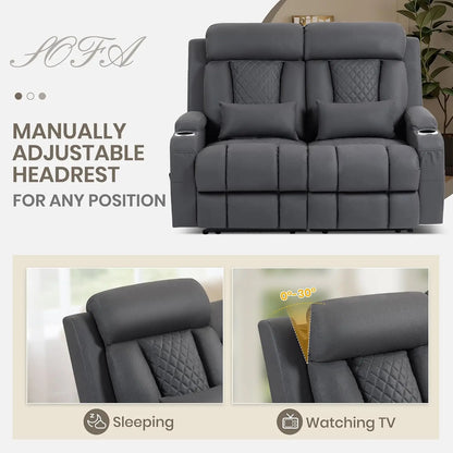 Wall Hugger Power Reclining Loveseat with Manual Adjustable Headrests, Electric Recliner Sofa with USB/Type-C Ports,, Custom