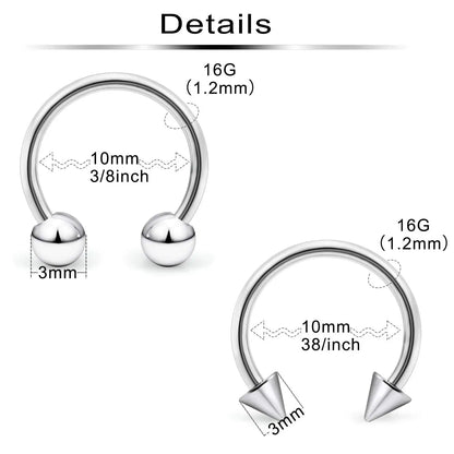 31 Styles 16G Surgical Steel 1 Pcs Nose Septum Rings Piercing Jewelry Horseshoe Cartilage Earring Eyebrow Lip Retainer 8mm 10mm