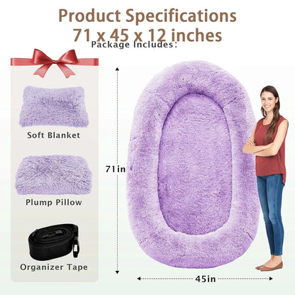 Human Dog Bed, 71''x45''x12'' Size Fits Adult and Pet Washable Giant People Bed 10 CM Thick Memory Foam Large Oversize, Custom