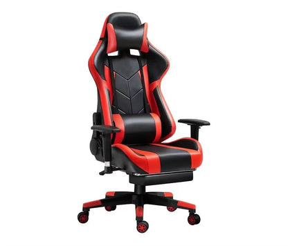 Black Red Gaming Chair with 180° Reclining Backrest Adjustable Height Ergonomic Office Computer Chair Retractable Footrest