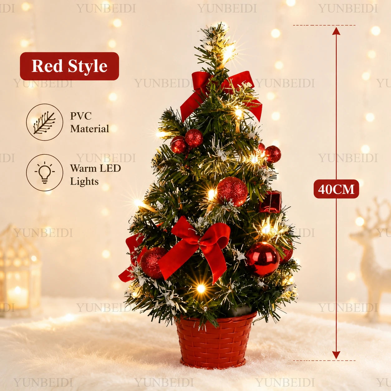 40CM Christmas Tree with LED Lights Mini Artificial Christmas Tree Home Desktop Decoration Christmas Decoration New Year Gift