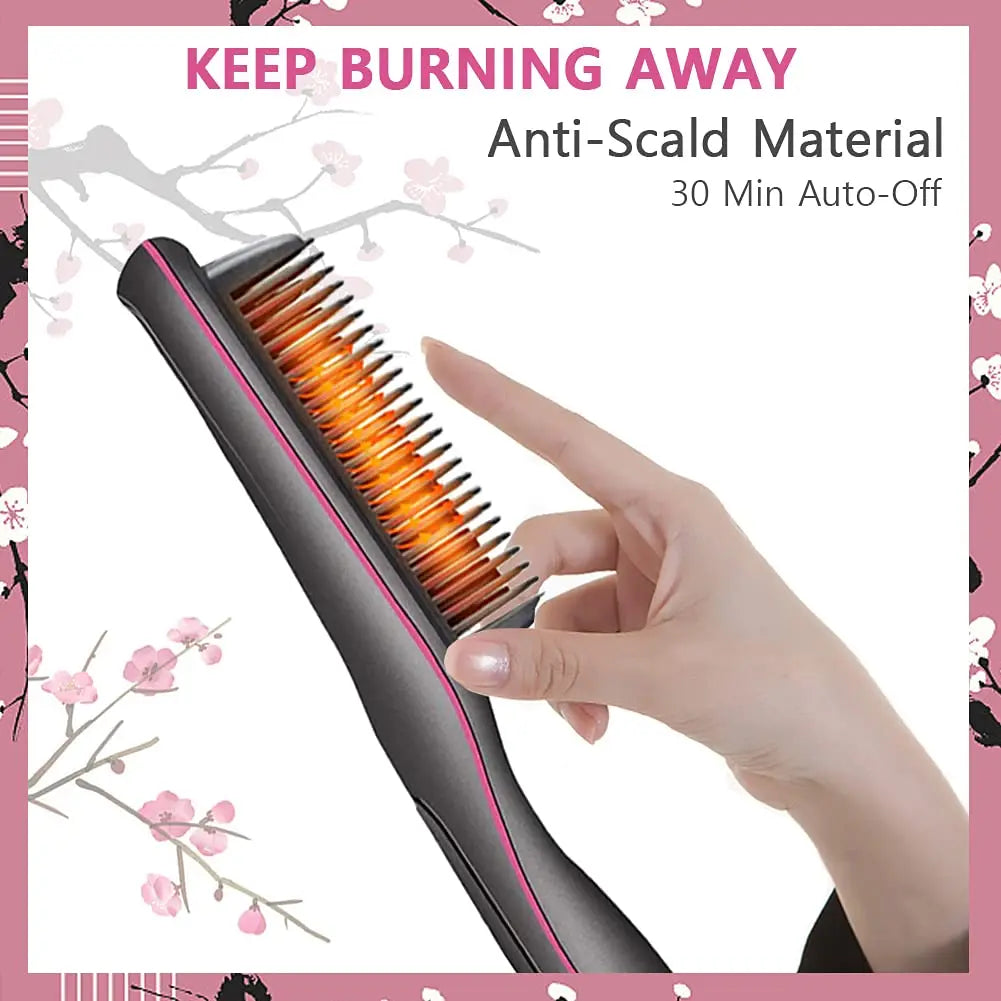 Hair Straightener Brush Iron Professional Hair Tools Straightening Comb LCD Hair Comb Wet And Dry Hair Straightener & Curler