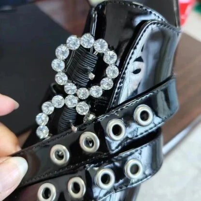 RGD4 Japanese Mine Series Round Drill Buckle JK Patent Leather Shoes Student Mass-Produced Platform High Heels Uniform Wom DP[7/