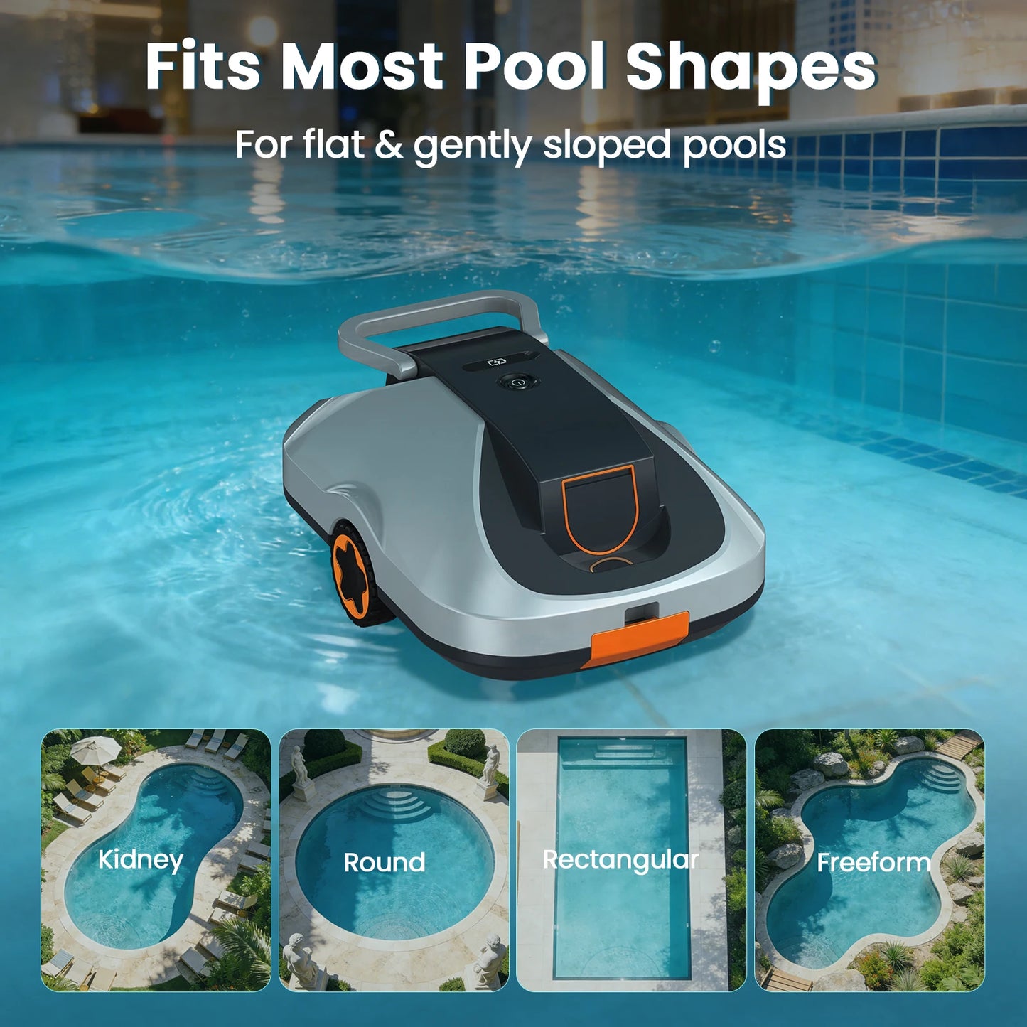 C1 Robotic Pool Cleaner, 200-Min Runtime,  Self-Parking Cordless Pool Vacuum for Above Ground & Inground Pools up to 2500 Sq.ft
