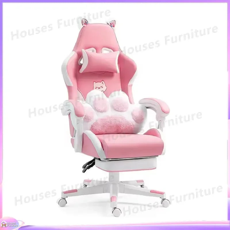 Ergonomic Gaming Chair RGB LED Lights Adjustable Height Reclining Backrest PU Leather Office Chair for Gamers Computer Desk