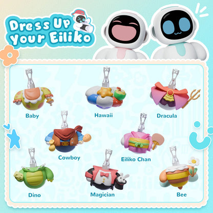 Eiliko Aquamarine – Tiny AI Charm Robot with Voice Chat, Emotional Responses, Themed Body Swap, Outfit-Matching, Perfect Companion for Couples, Best Friends & Kids