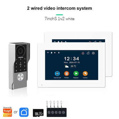 ANJIELO SMART Doorbell Video Intercom Camera System Wire 2‐wire Door Phone 10 Inch Screen 7 Protector Security