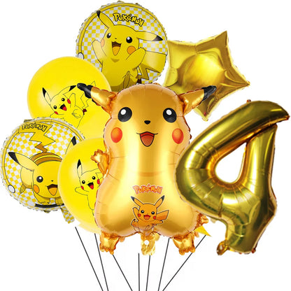 7Pcs/Set Pokemon Balloon Set Pikachu Charmander Cartoon Aluminum Foil Balloons Party Decoration Props Toy Anime Birthday Party