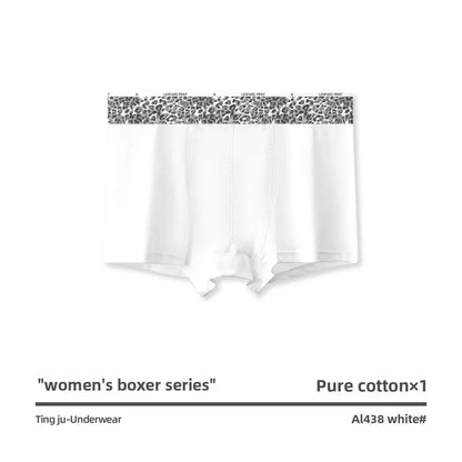 Women Cotton Boyshort Panties Letter Wide Waistband Mid Waist Breathable Soft Comfortable Ladies Underwear