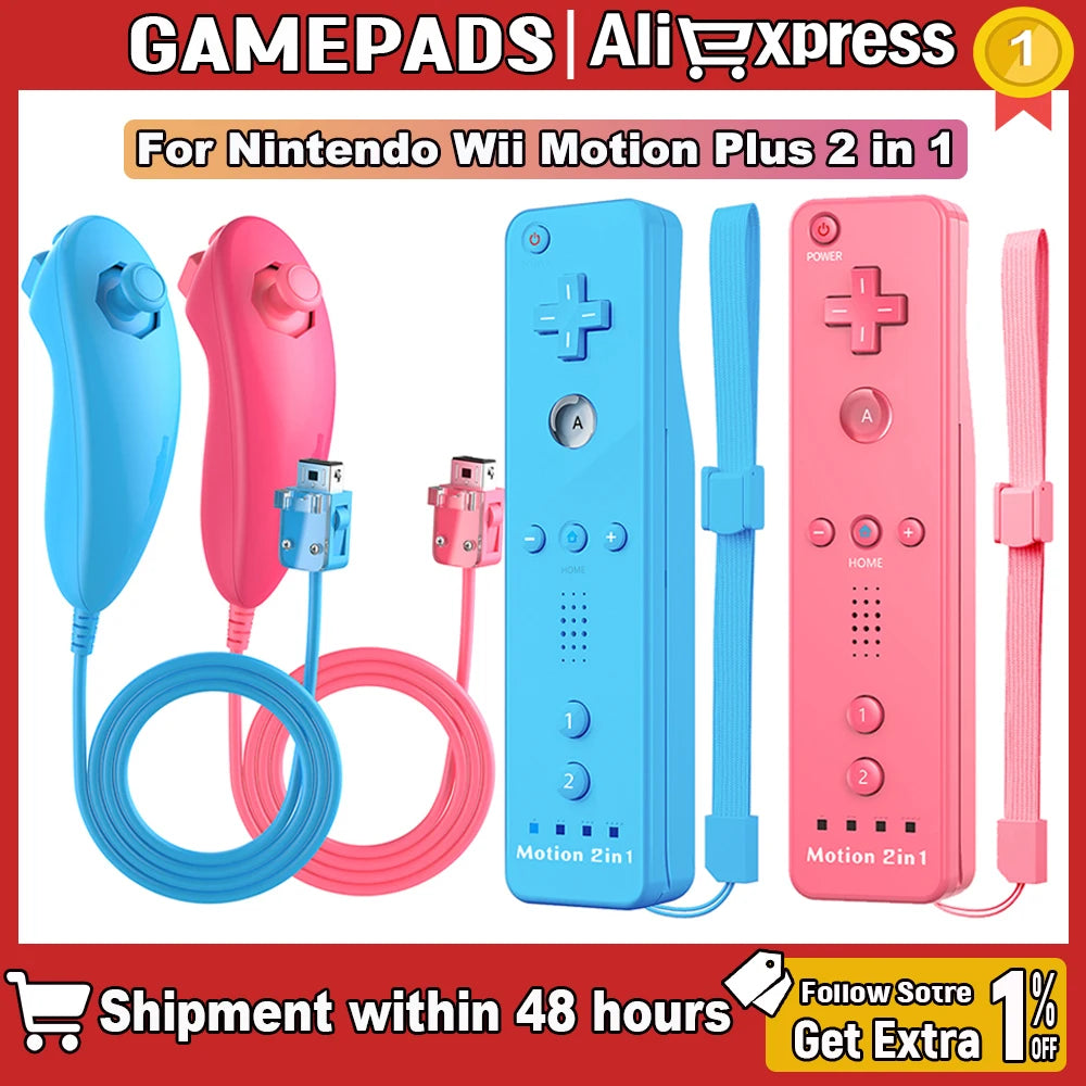 Controller for Nintendo Wii, Wii Remote with Silicone Case and Strap Compatible with Nintendo Wii/Wii U/Wii Mini with Motion