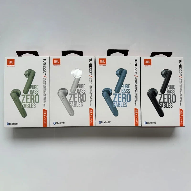Original JBL Tune 220TWS Wireless Bluetooth Earphones Stereo Earbuds with Bass Sound, Noise Reduction Mic Headset JBL T220 tws