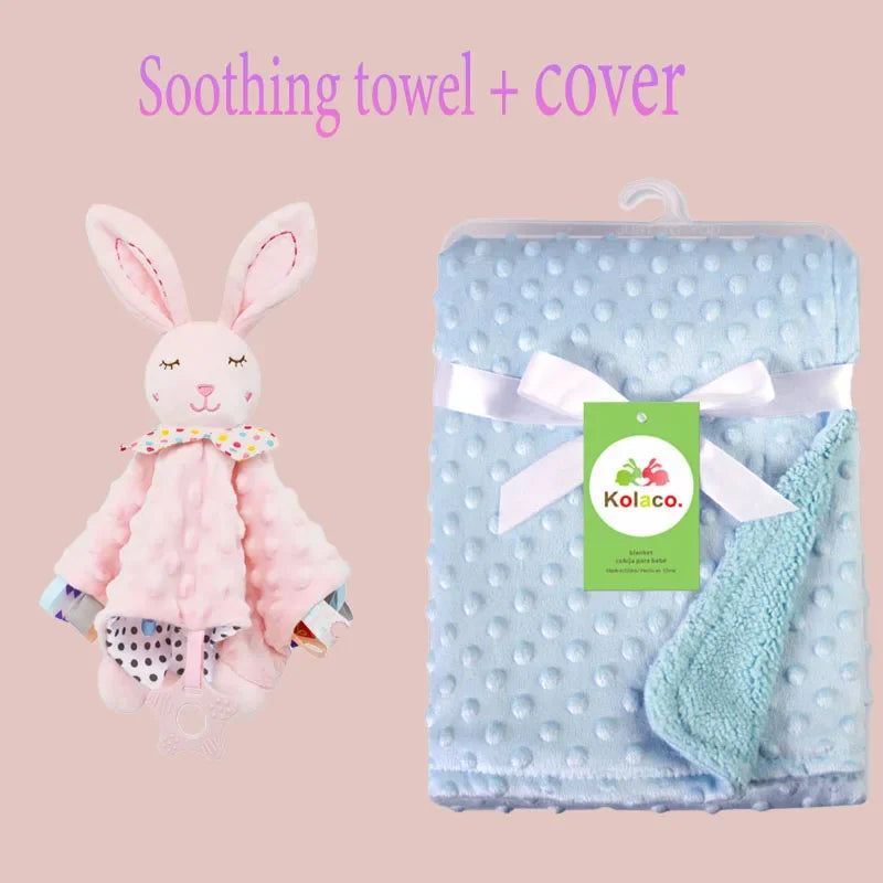 Custom Embroidered Name Minky Baby Blanket & Bunny Comforter Set Personalized Newborn Security Blanket Baby Shower Gift