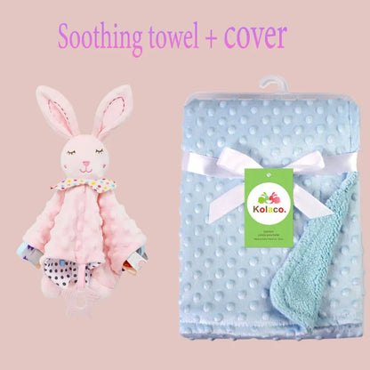 Custom Embroidered Name Minky Baby Blanket & Bunny Comforter Set Personalized Newborn Security Blanket Baby Shower Gift