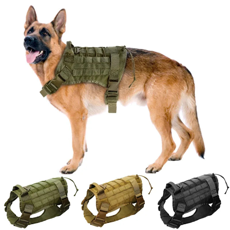 Tactical Camouflage Dog Vest Harness for Medium and Large Dogs，Easy Control and Comfortable for Hiking ，Training, and Outdoor