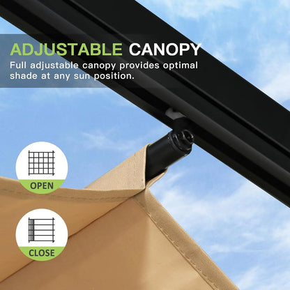 10'x12' Outdoor Retractable Pergola, Upgraded Adjustable Sun Shade Canopy, Sturdy Metal Gazebo for Modern Backyard,, Custom