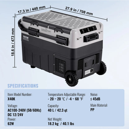 SucceBuy 40/50/58L Portable Car Refrigerator 12VoltCar Refrigerator Fridge Dual Zone Portable Freezer Compressor Cooler for Home