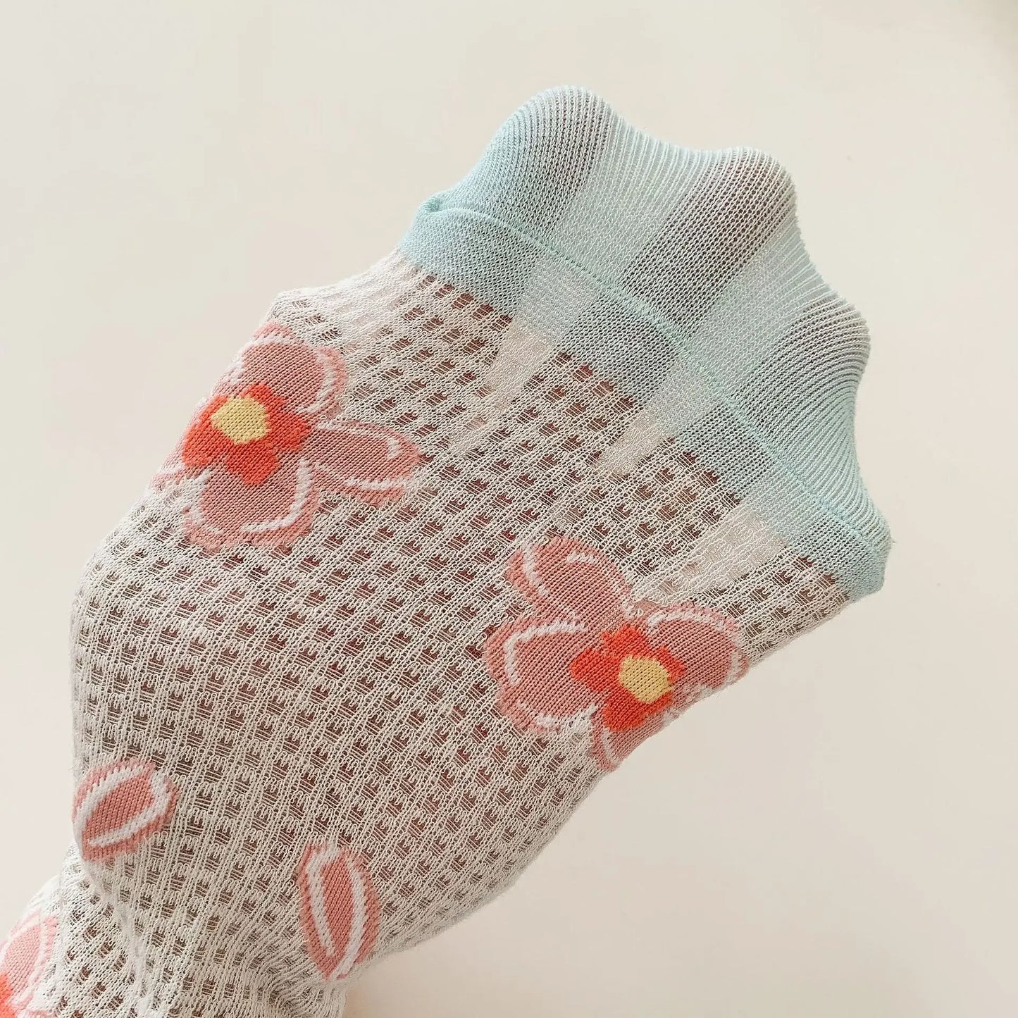 Transparent Crystal Silk Socks Women Fashion Ultra-thin Summer Harajuku Crew Socks Flower Streetwear Elastic Long Mesh Socks