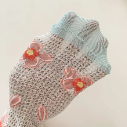Transparent Crystal Silk Socks Women Fashion Ultra-thin Summer Harajuku Crew Socks Flower Streetwear Elastic Long Mesh Socks
