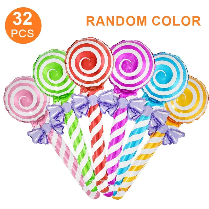 32Pcs Lollipop Balloons, Colorful Candy Balloons, Birthday Party Decoration Balloons, Carnival Gifts , Party Supplies