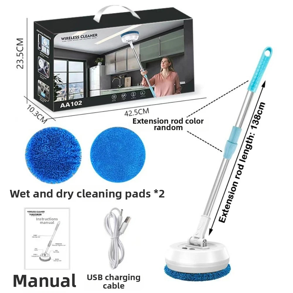 Wireless Electric Mop Cleaning Machine Dry and Wet Spin Floor Cleaning Tool Automatic 2 in 1 Window Dust Scrubber
