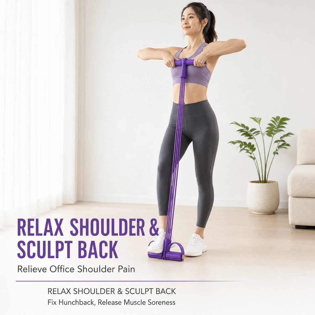 6 Tube Foot Pedal Resistance Band Elastic Pull Rope Abdominal Trainer Home Yoga Slim Leg Arm Back Fitness Workout Equipment